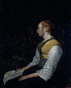 Gerard Ter Borch, Seated girl in peasant costume, probably Gesina (1631-90), the painter's half-sister.